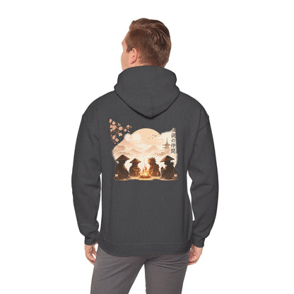Hoodie | Samurai Campfire Illustration Japanese Kanji Backprint