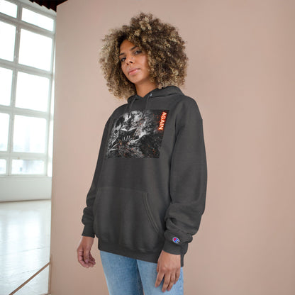 Again - Anime Inspired Champion Hoodie - Minimalist Manga Fighting Art - Unbothered Strength Design