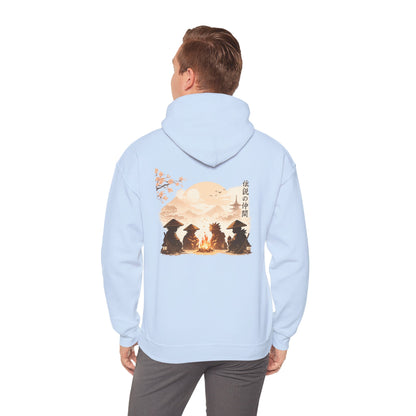 Hoodie | Samurai Campfire Illustration Japanese Kanji Backprint