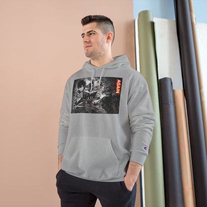 Again - Anime Inspired Champion Hoodie - Minimalist Manga Fighting Art - Unbothered Strength Design