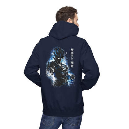 Anime Aura Warrior Hoodie | Fiery Mouth Front & Blue Energy Back