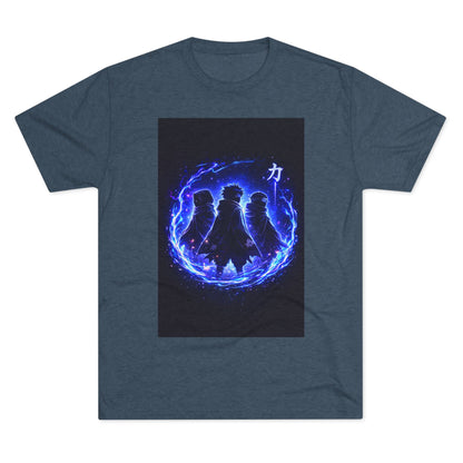 Anime Silhouette Crew Tee — Blue Flame Shinobi Design