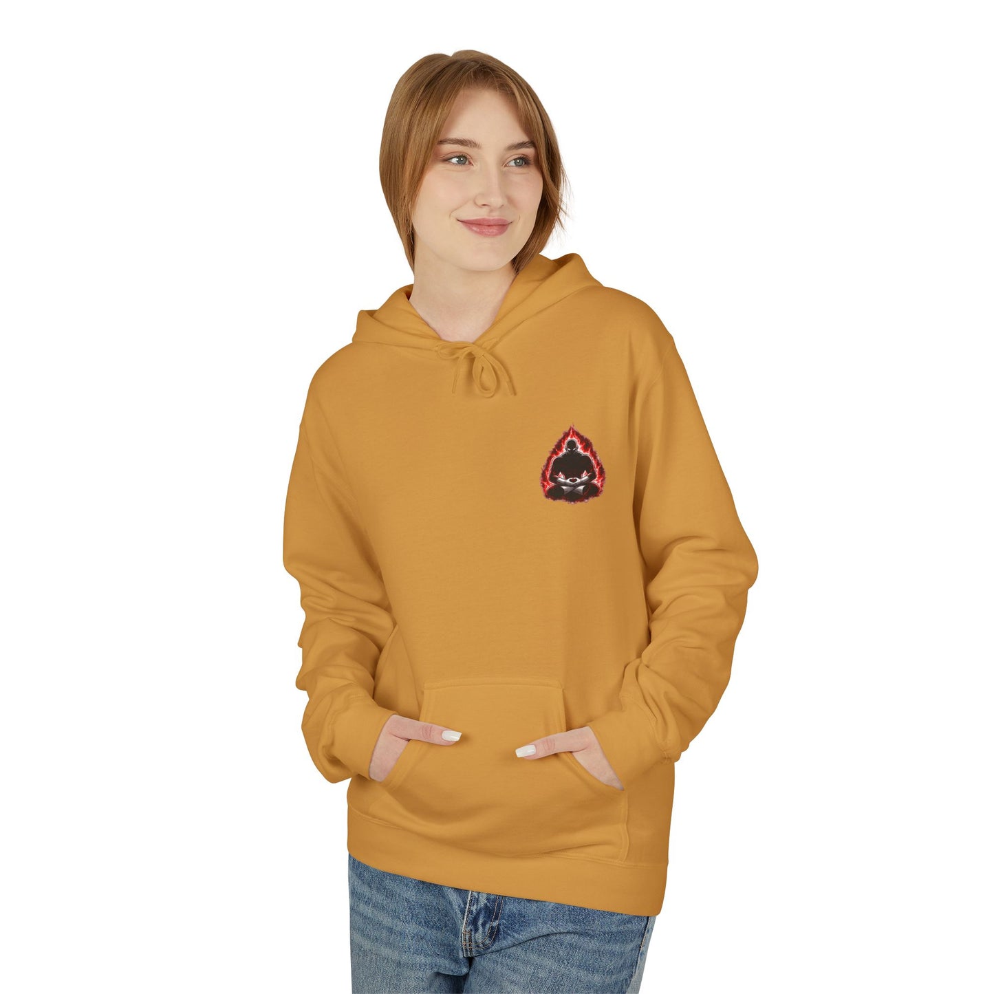Anime Aura Warrior Hoodie | Fiery Mouth Front & Blue Energy Back