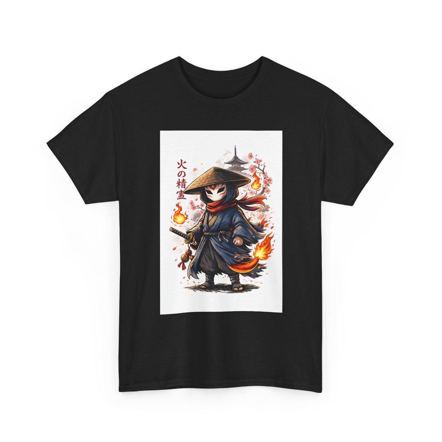 Fire Spirit Samurai T-Shirt — Cute Chibi Oni Warrior Tee