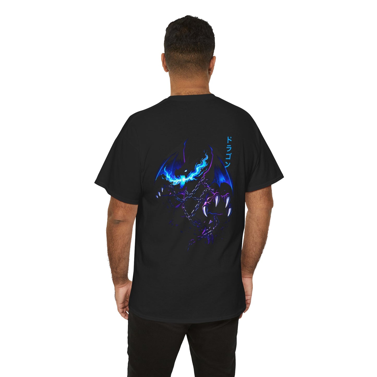 Dragon Graphic Tee — Blue Flame Kaiju Back Print T-Shirt