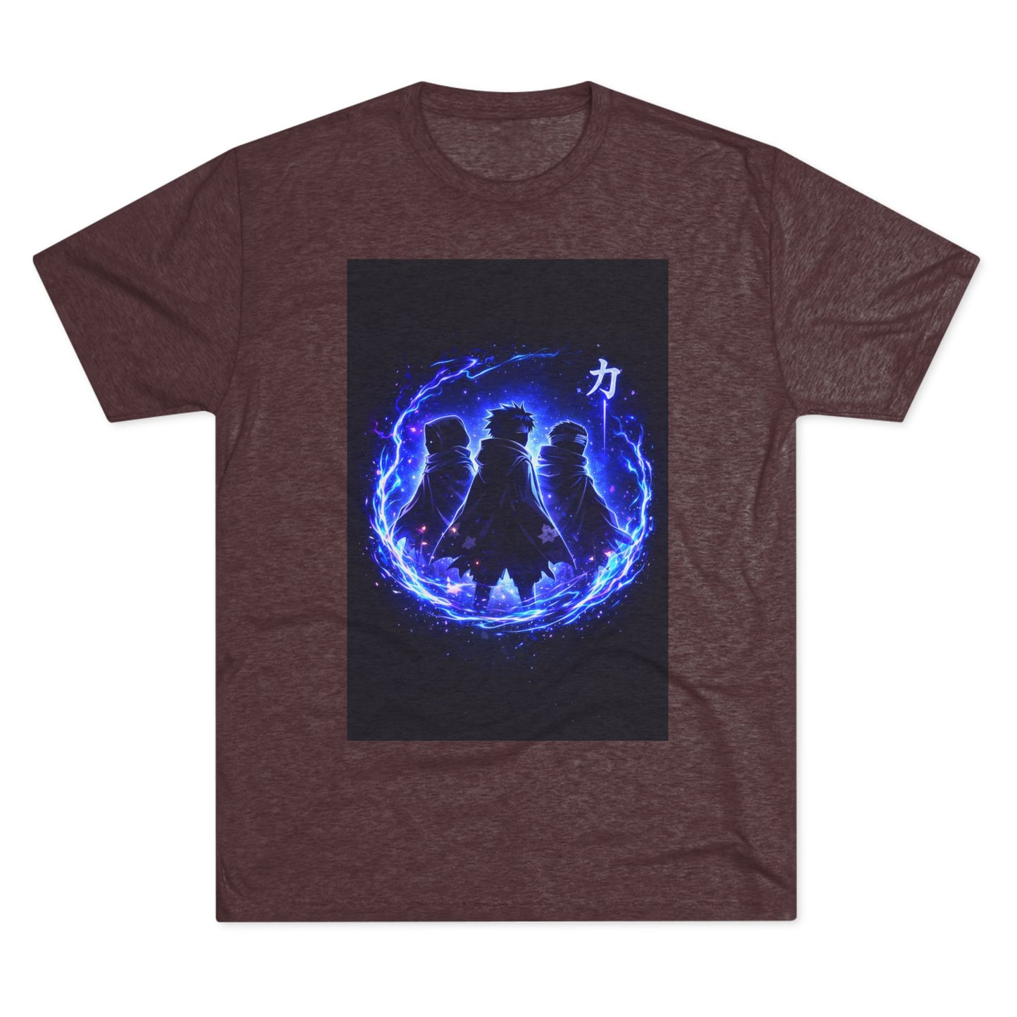 Anime Silhouette Crew Tee — Blue Flame Shinobi Design