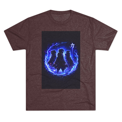 Anime Silhouette Crew Tee — Blue Flame Shinobi Design