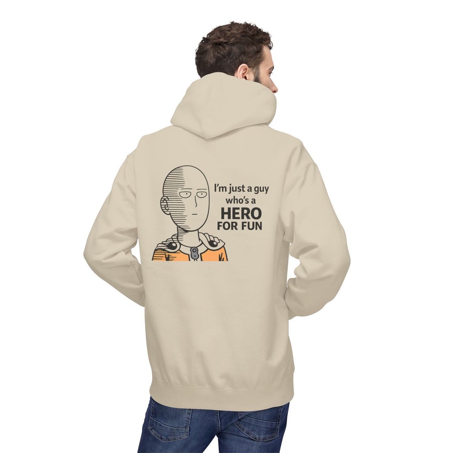 Hero Emblem Hoodie — Chibi Hero Mid-Punch Minimalist Anime Design